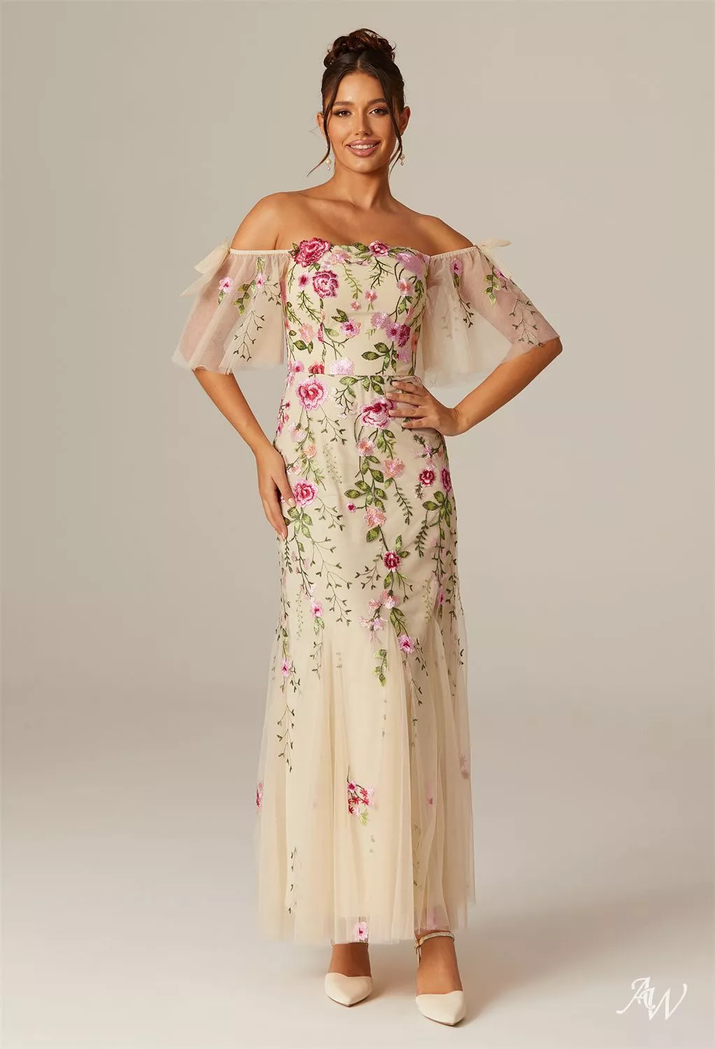 sage green elegant dress [Final Sale]Elegant Sage Green Off Shoulder Evening Dress SS427