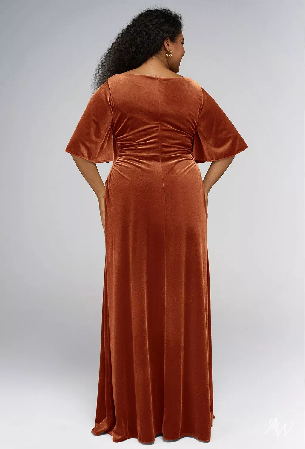 burnt orange bridesmaid dresses velvet Ellis Dress Velvet Hunter main image 1