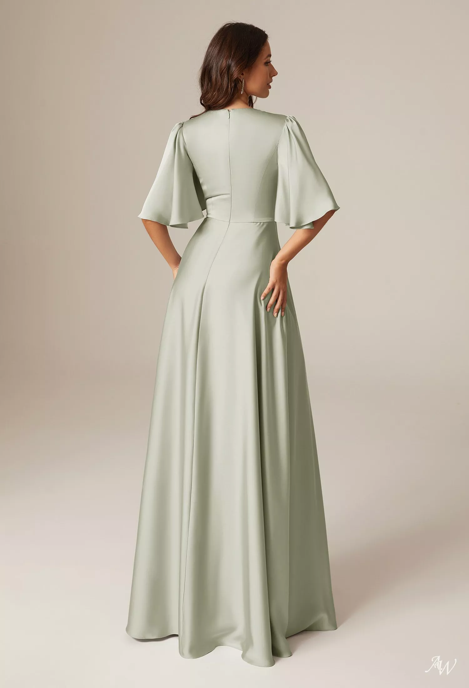 sage green bridesmaid dresses satin under $60 Twist Back Dress The Six Stories Twist Back Satin Bridesmaid Dress in sage combines elegance and modern design for any special occasion Sage Bridesmaid Dress Shiny Satin