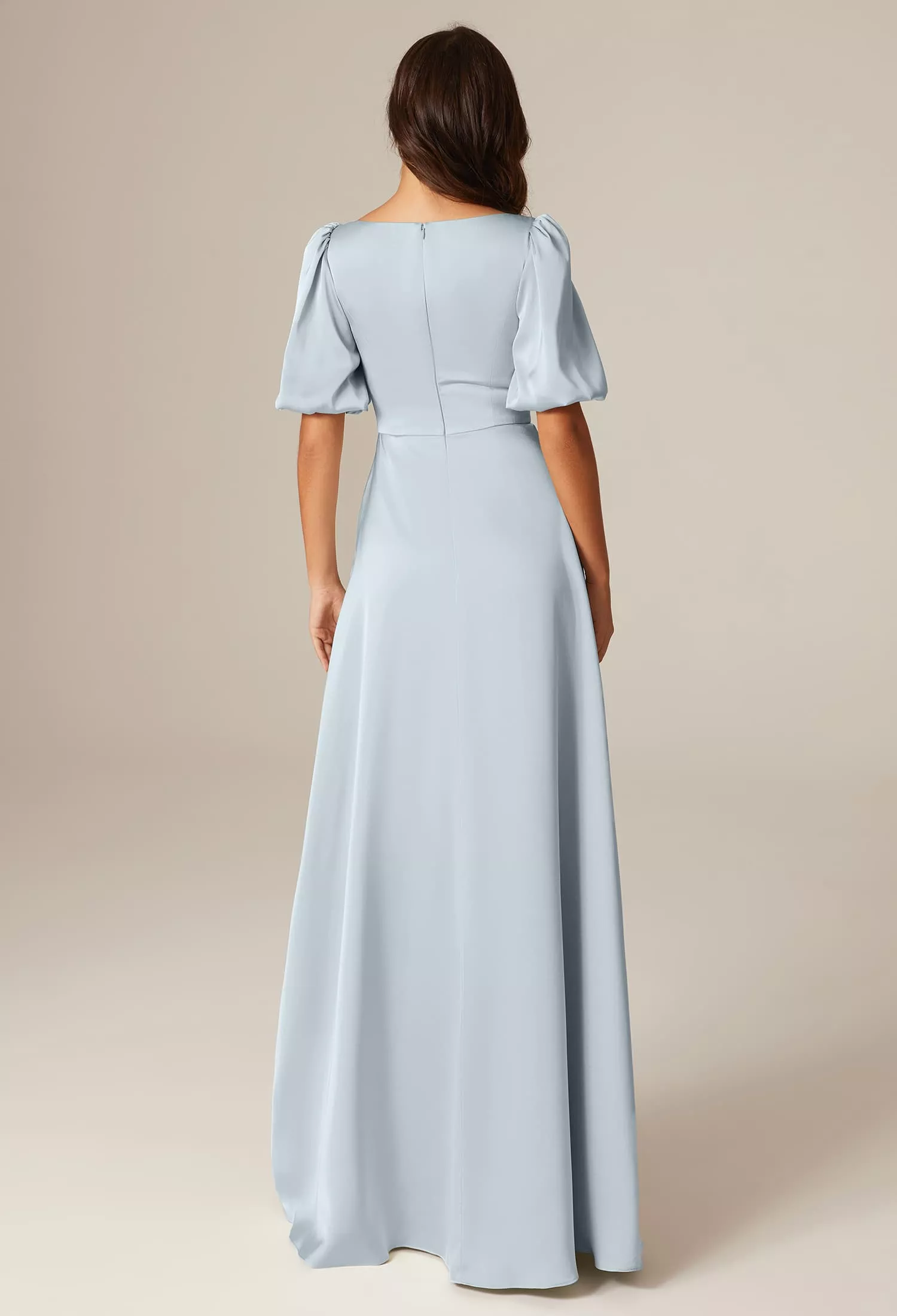 blue dress for baby girl Gorgeous Long Sleeves Light Sky Blue Bridesmaid Dress – luladress main image 1