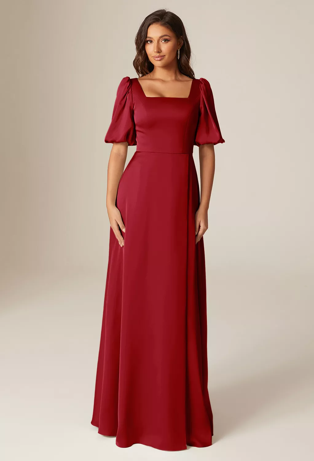 Deep Claret Long Bridesmaid Dresses | AW.Bridal