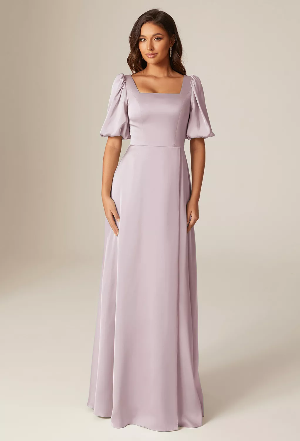 green emerald velvet dress Dusty Pink Satin Sheath Cow Neck Tie-Back Long Bridesmaid Dresses, MBD295 main image 0