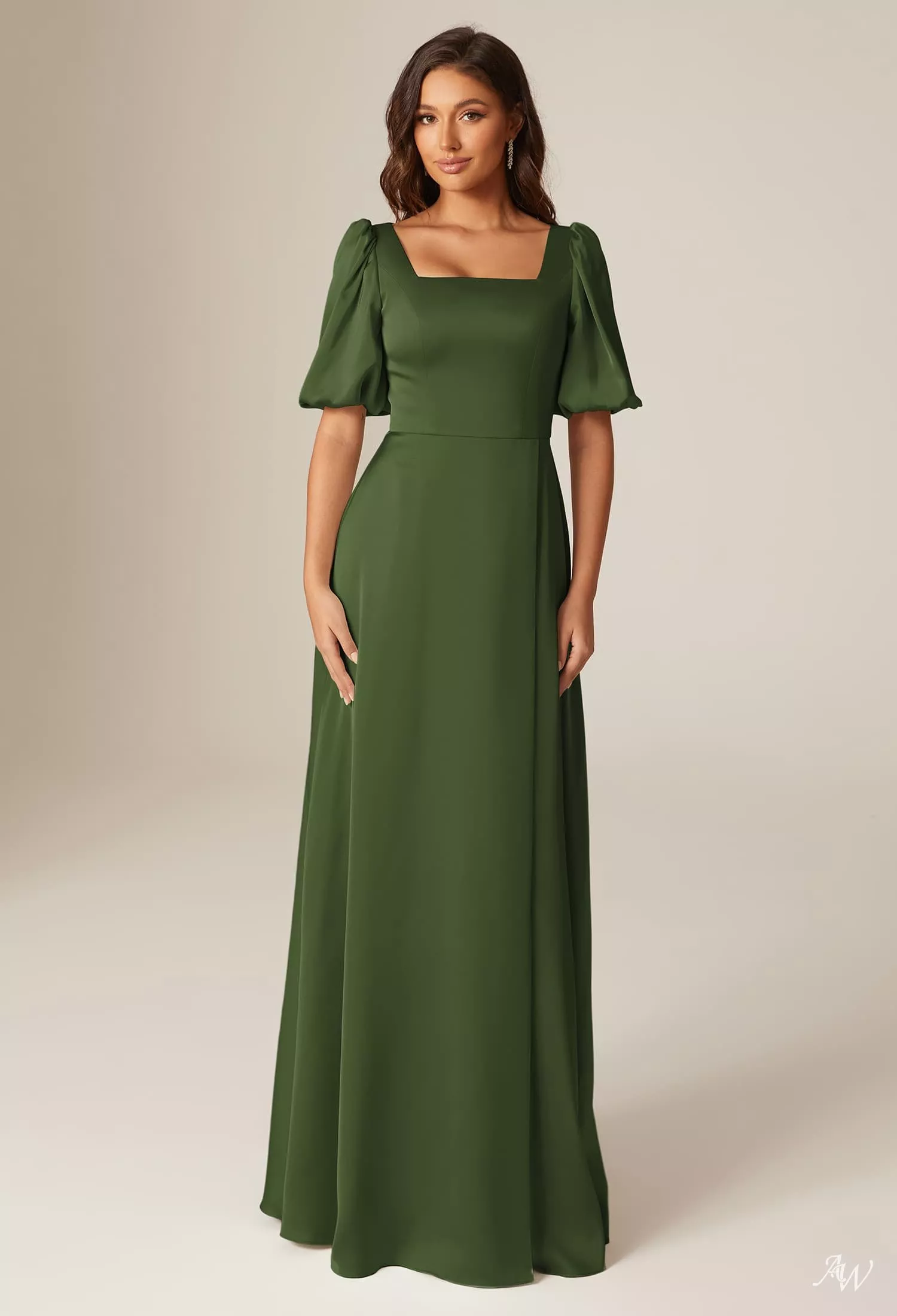 olive satin bridesmaid dress Rewritten Women's Amelia Dress main image 0