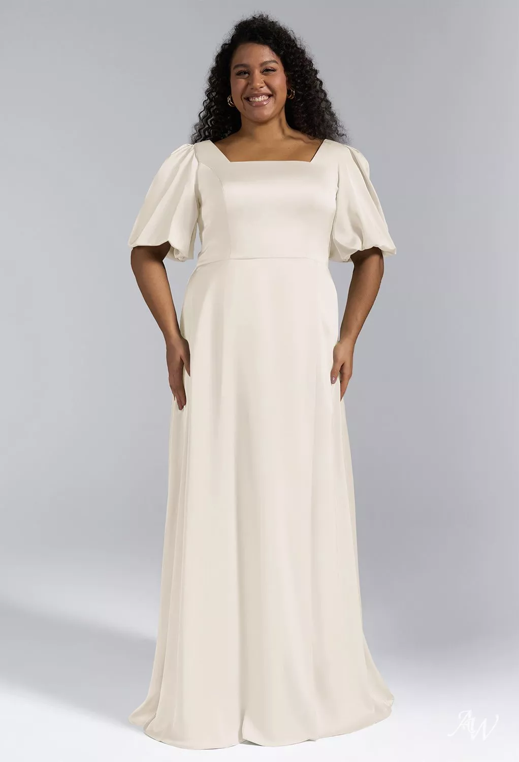 plus size ivory bridesmaid dresses AW Bridal A-line Floor Length Square Neckline Long Bridesmaid Dresses Ivory size 4
