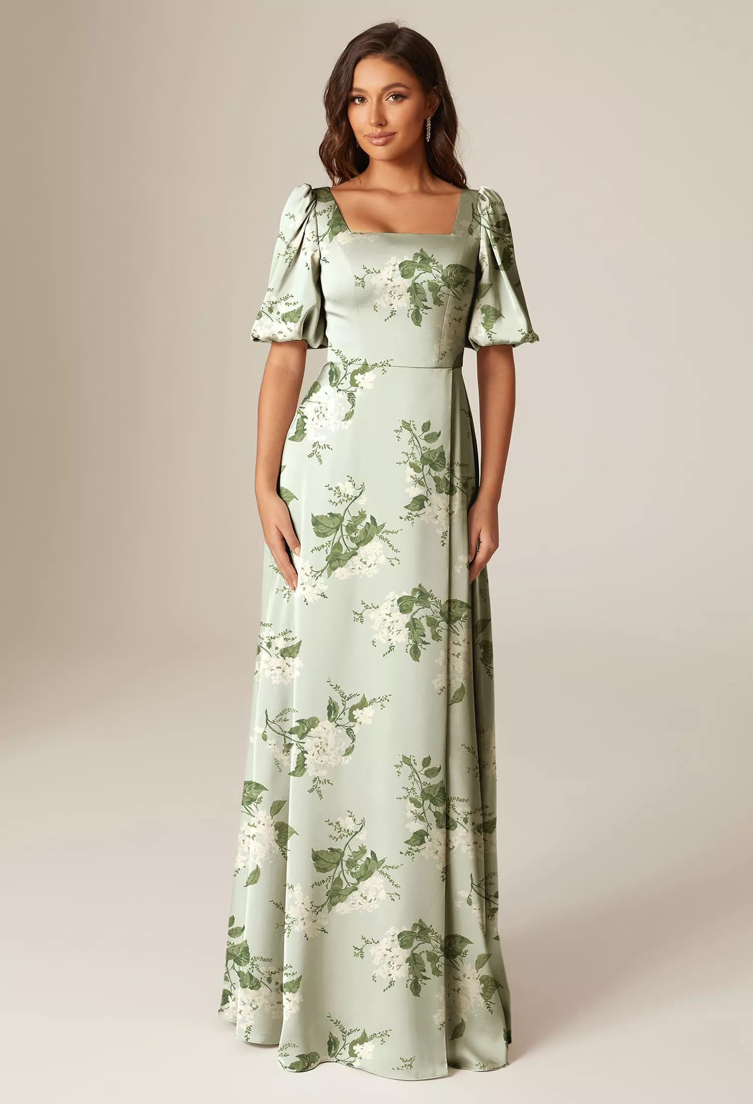 green emerald velvet dress Floral Print Green Polyester Kaftan Plus Size Dress for Women main image 1