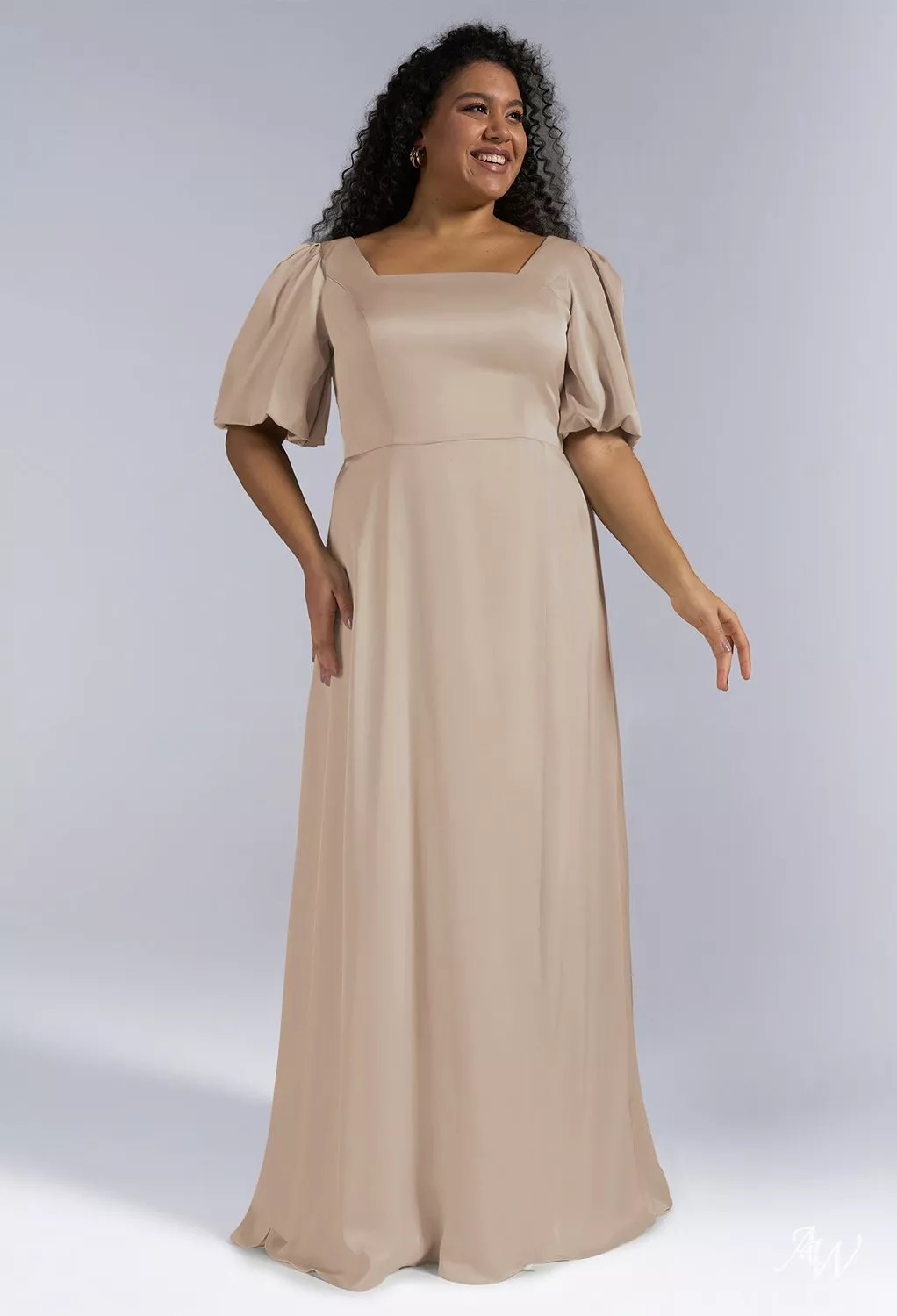 tan plus size formal dresses Ever-Pretty Satin Empire Waist Maxi Summer Formal Wedding Guest Dress with Pockets main image 0