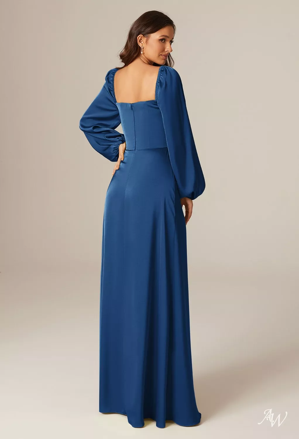chinese dress ladies Dark Navy Bridesmaid Dress,Mother Dress with Sleeves,Long Bridesmaid Dress,BD00195, US22W / Dark Navy main image 0