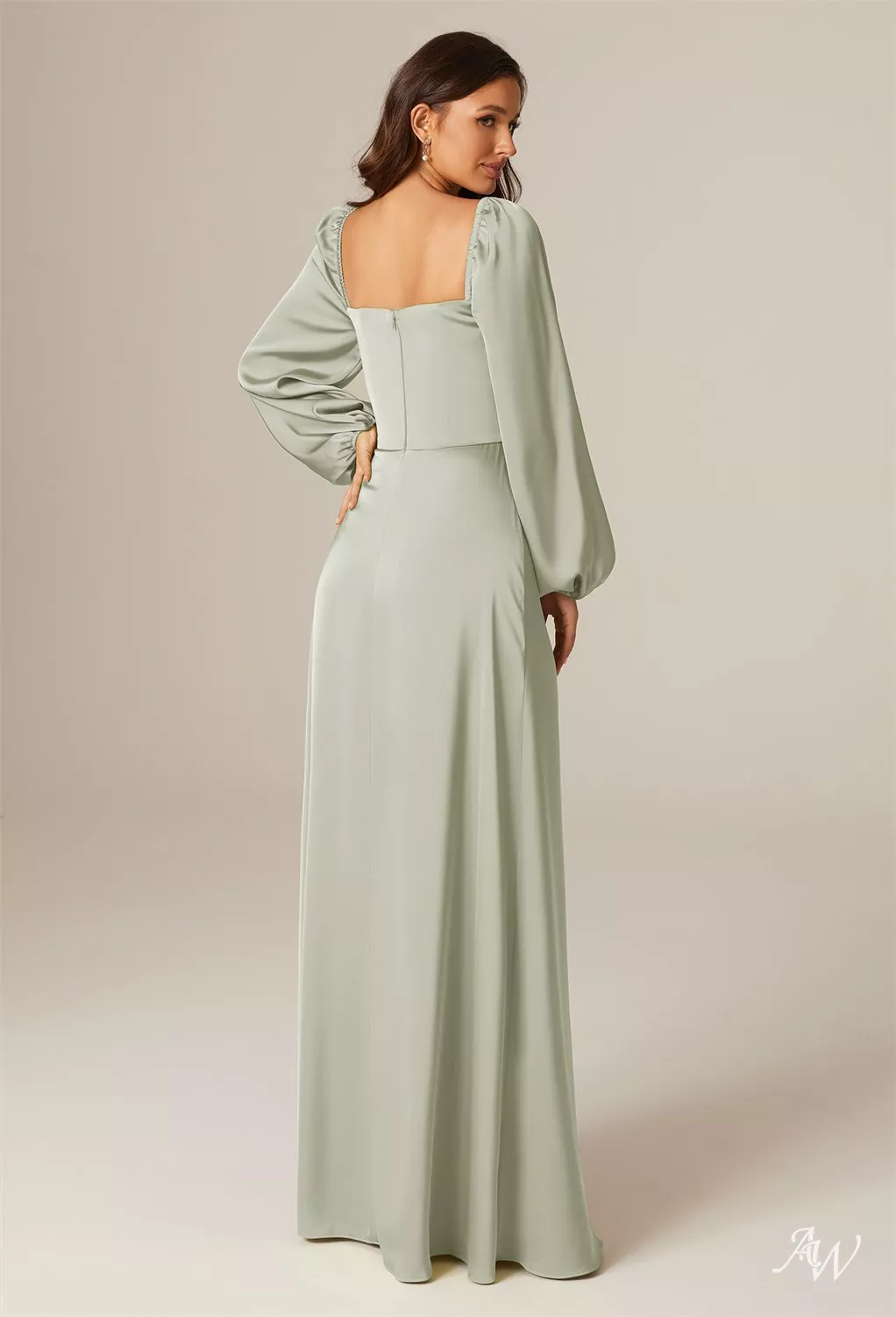 sweetheart neckline maxi dress in sage green Here For Love Khaki Satin Asymmetric Maxi Dress With Bow – Club L London main image 1