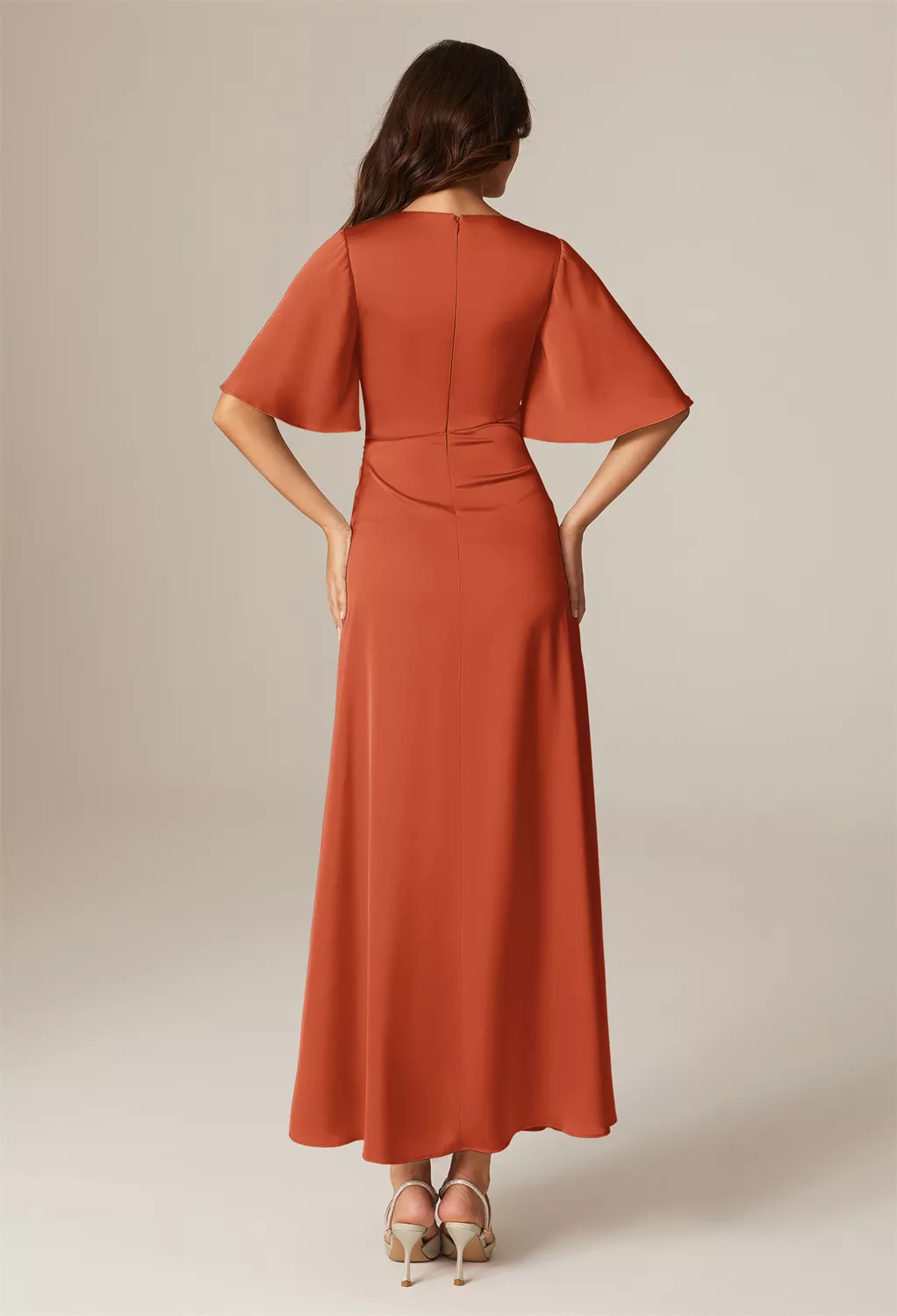 orange wedding guest dress with sleeves Amazon.com: ONTINVA Luxury Beading Dresses for Women V Neck Ruffles Cape  Sleeve Long Orange Dress Wedding Guest Gowns (Orange,S,Small) : Clothing,  Shoes & Jewelry
