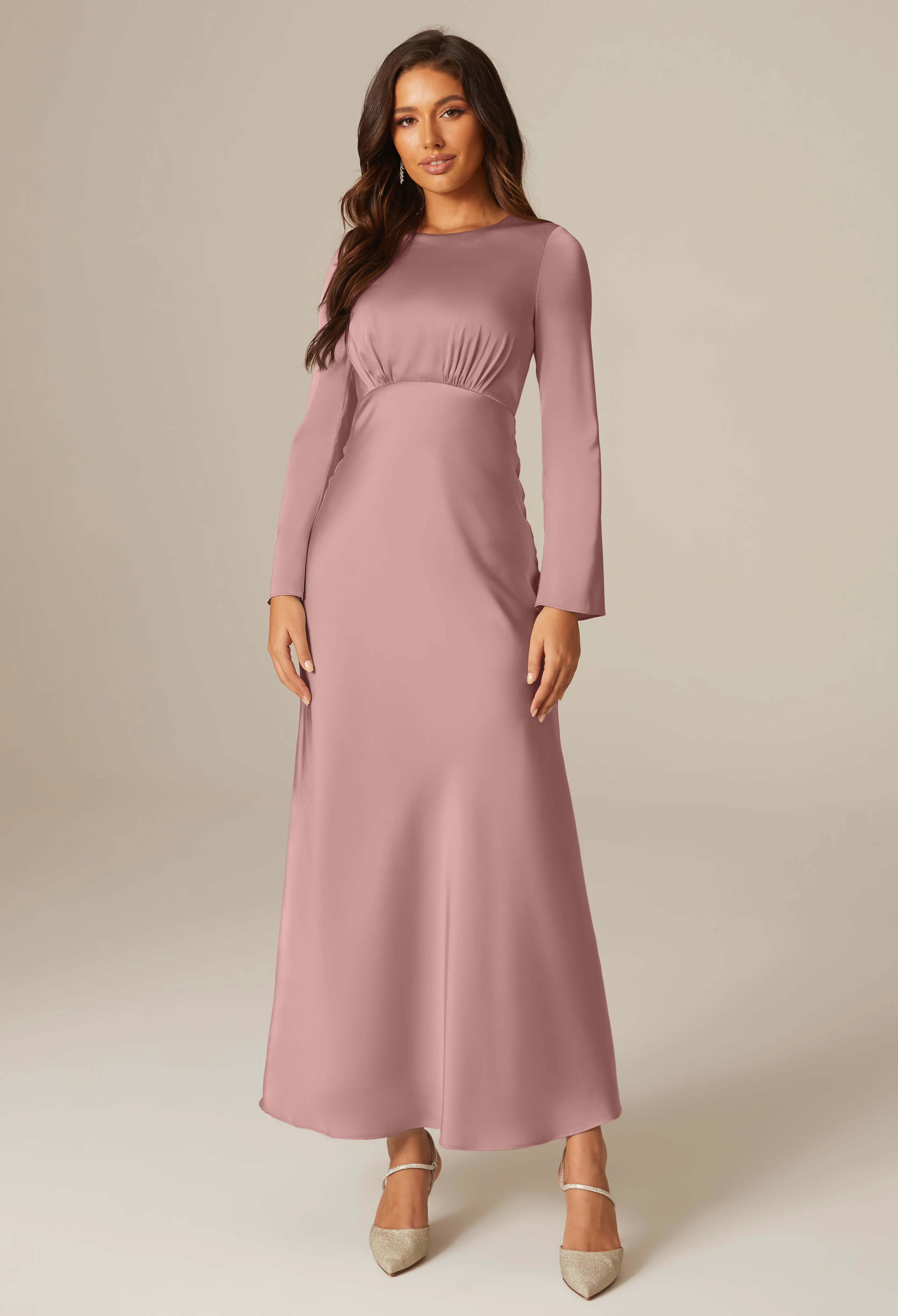 strapless open back dress Celira Lace Ruffle Maxi Dress in Blossom Pink main image 1