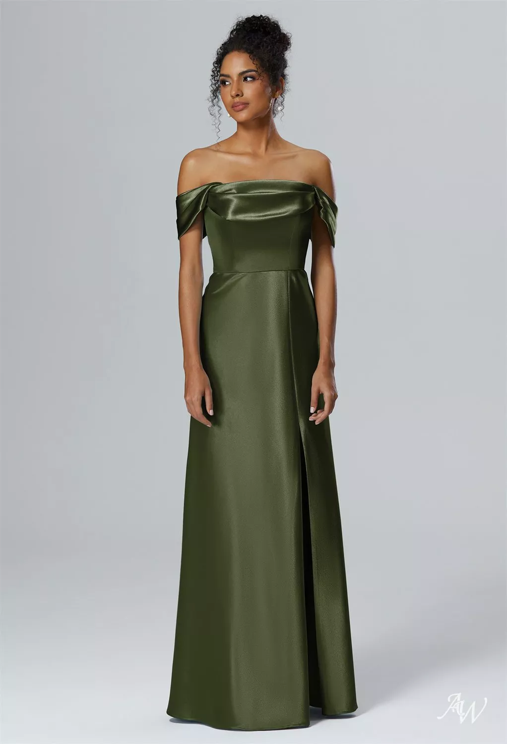 AW Laurinda Convertibile Dress, Champagne Crystal Satin Satin Charmeuse  Stretch Satin Floor Length Bridesmaid Dresses | AW.Bridal