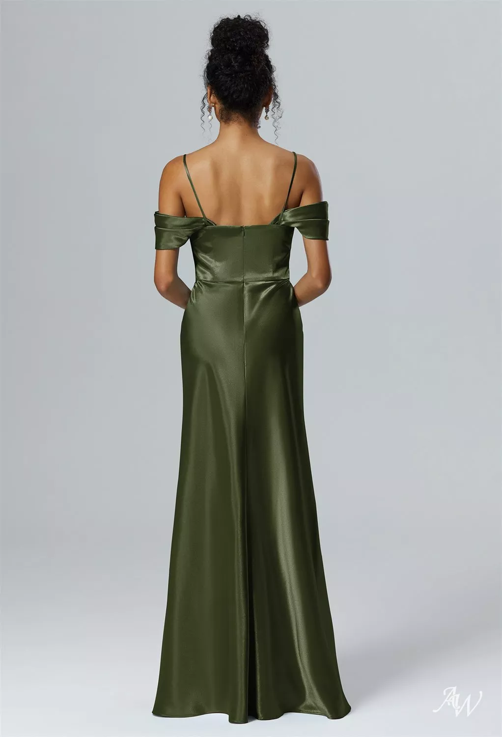 AW Laurinda Convertibile Dress, Champagne Crystal Satin Satin Charmeuse  Stretch Satin Floor Length Bridesmaid Dresses | AW.Bridal