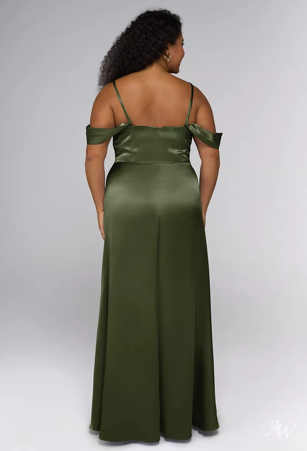 AW Laurinda Convertibile Dress, Champagne Crystal Satin Satin Charmeuse  Stretch Satin Floor Length Bridesmaid Dresses | AW.Bridal