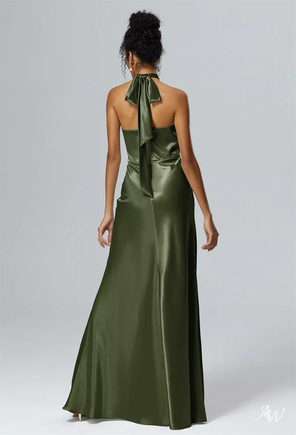 champagne and green bridesmaid dresses ZAPAKA Women Champagne Bridesmaid Dress with Lace Up Back A-Line Square  Neck Corset Long Wedding Guest Dress main image 0