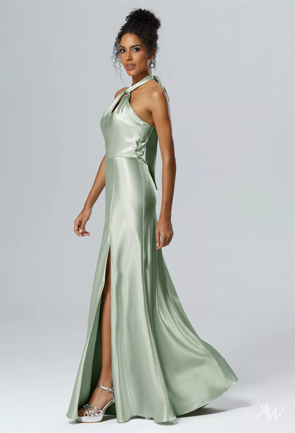 princess polly baby blue dress Neutral Champagne Bridesmaid Dress Shiny Satin Size Small main image 1