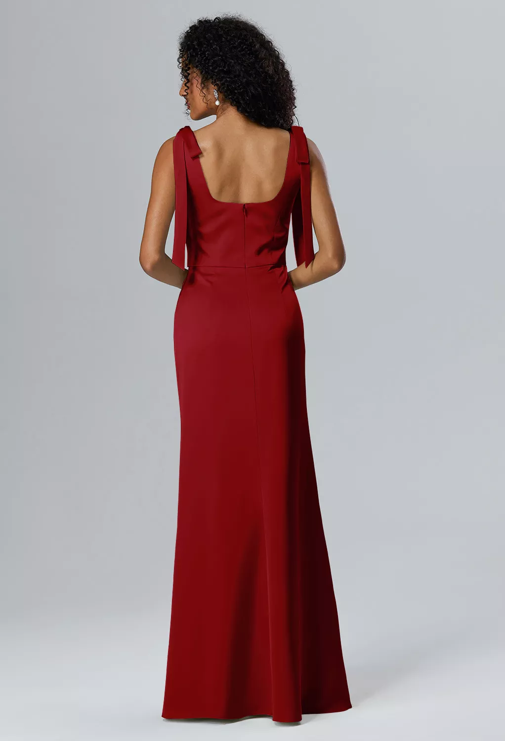 deep claret bridesmaid dresses Burgundy Lace Mermaid Sweep Train Long Sleeves Bridesmaid Dresses, MBD213