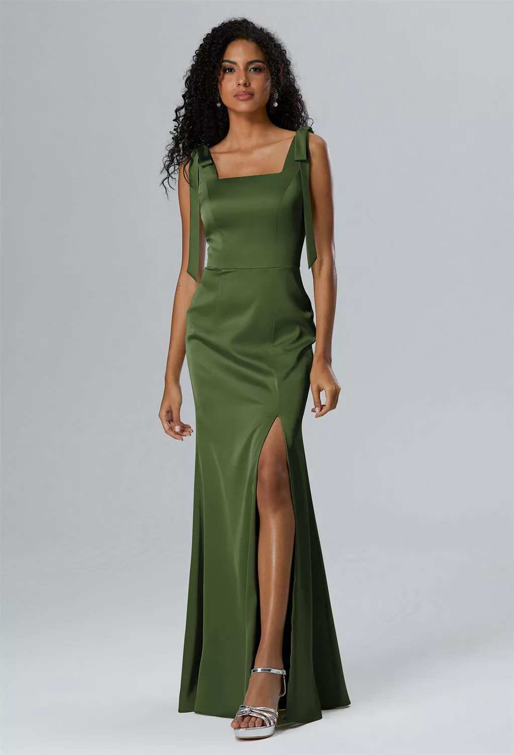Green Olive Plus Size Wedding Guest Dresses | AW.Bridal