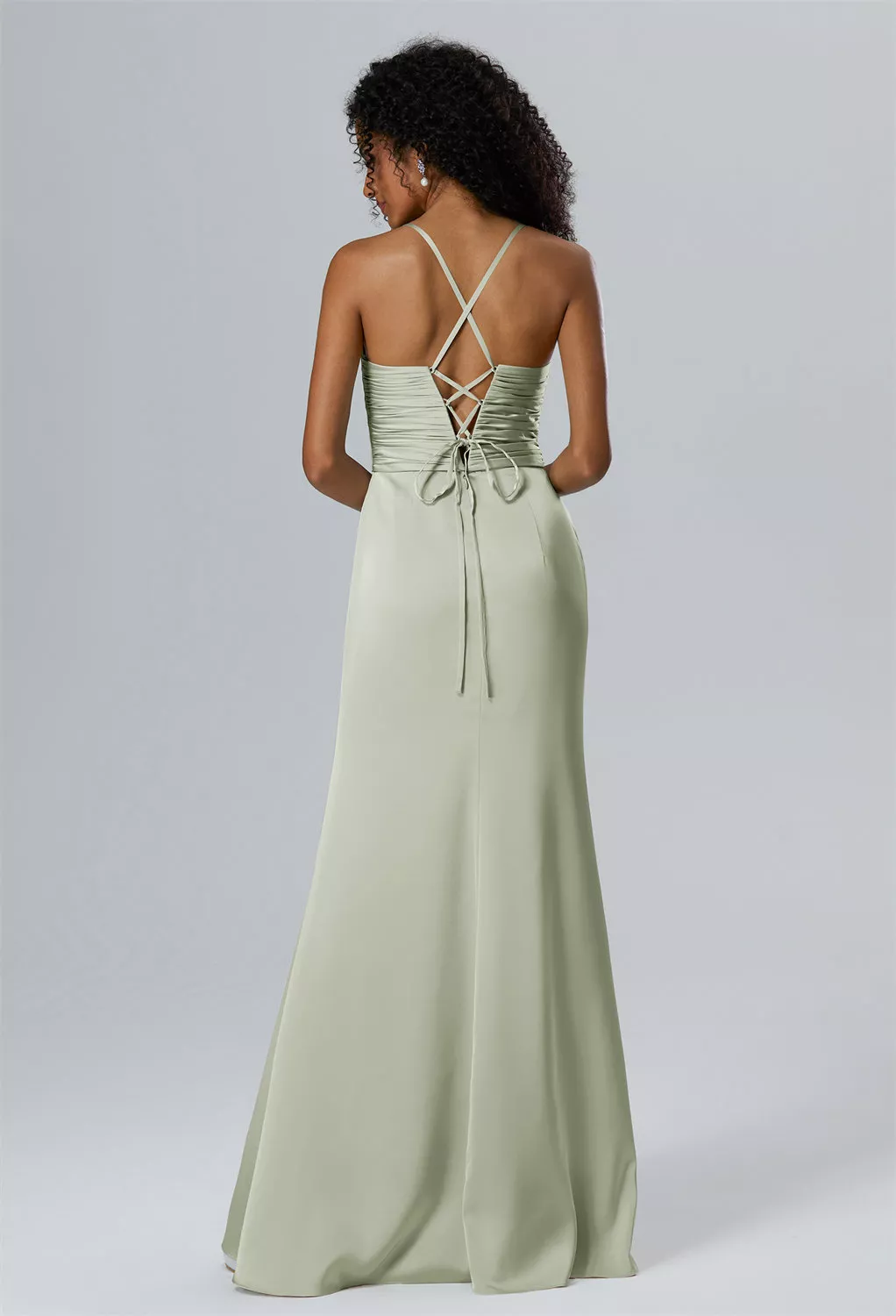 white christmas dresses ZAPAKA Women Dark Blue Bridesmaid Dress with Lace Up Back A-Line Square  Neck Corset Long Wedding Guest Dress main image 1