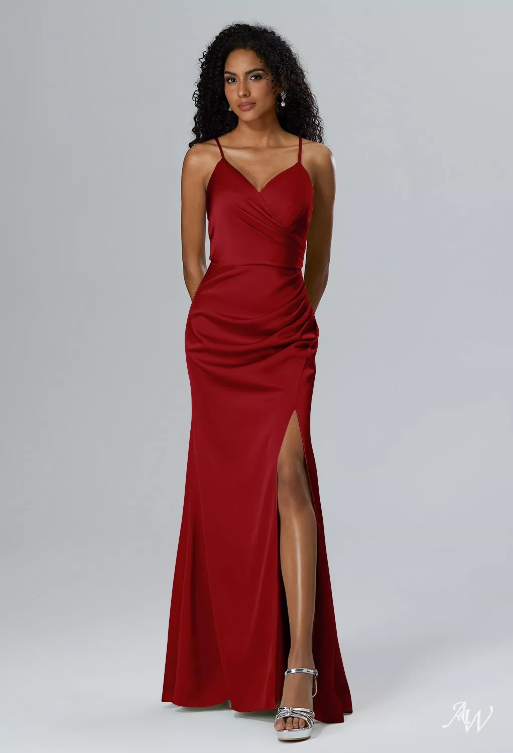 deep claret bridesmaid dresses Chiffon Spaghetti Straps Sleeveless Bridesmaid Dress| Plus Size main image 0