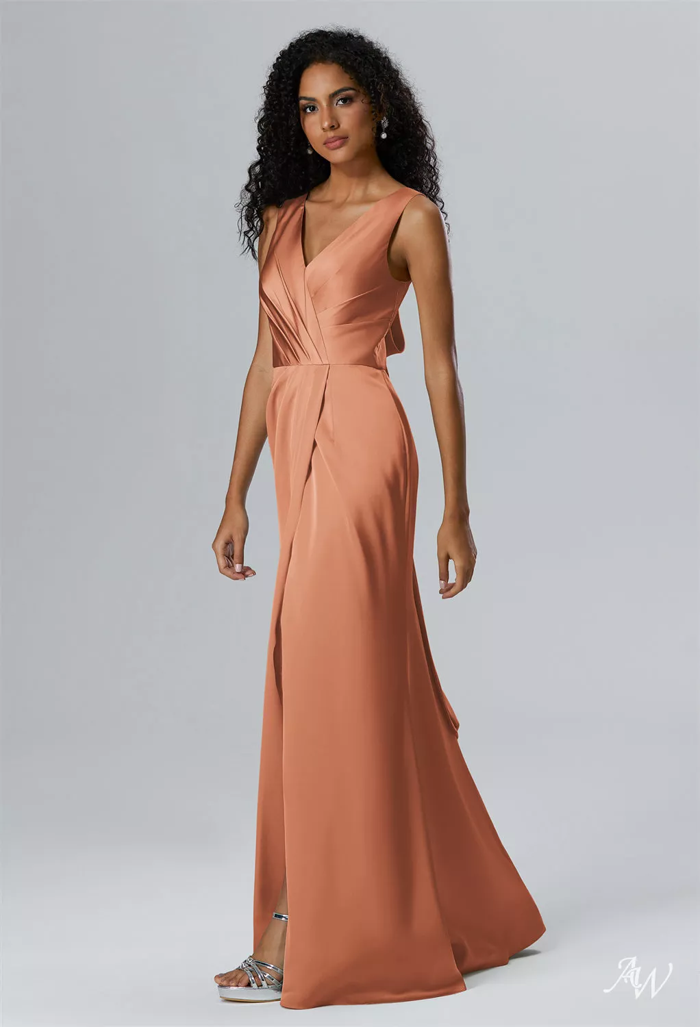 raw silk bridesmaid dresses AW Rosabelle Satin Charmeuse Sienna Sleeveless design