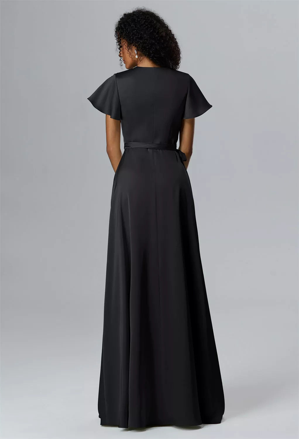 black bridesmaid dresses pregnant Off-Shoulder Sheath Pleated Satin Sky Blue Long Bridesmaid Dress