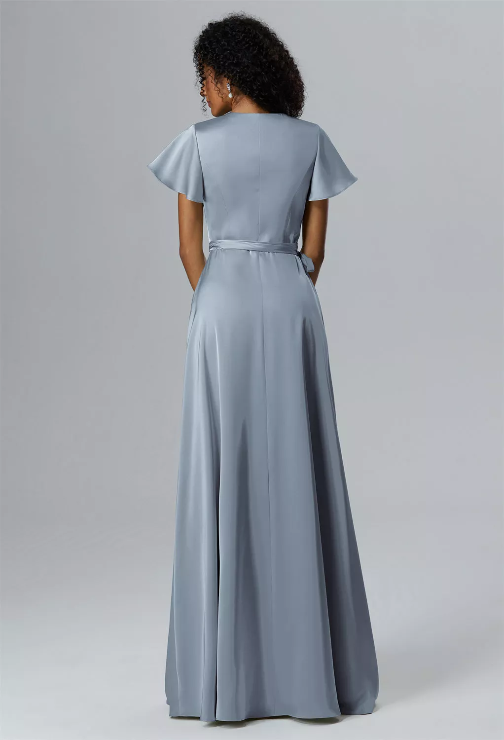blue gray bridesmaid dresses Light Blue-Gray Flowing Bridesmaid Dresses