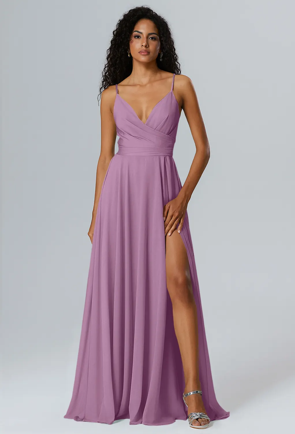 orchid color bridesmaid dresses Mist a flattering knotted waist. Sub CT Nichii Casual Dresses Neck Midi Dress Halter Color:Navy/Blue