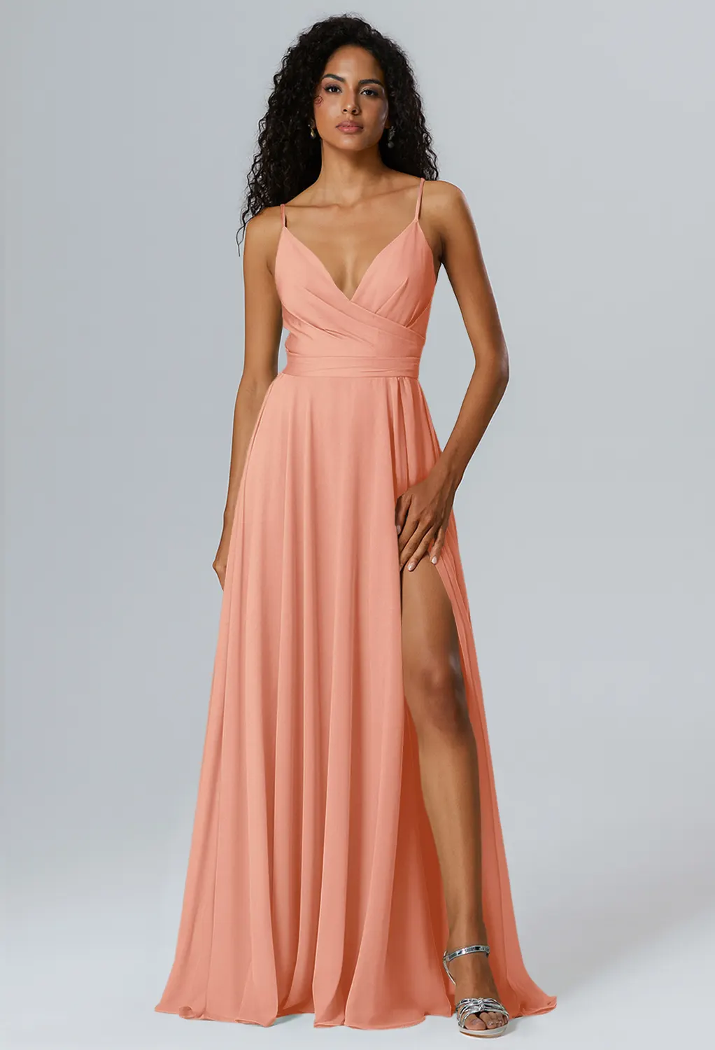 bridesmaid peach dresses Pink Floral style_corseted Nafori Mauve A-Line/Princess V-Neck Size:EU 34 Revealing some skin