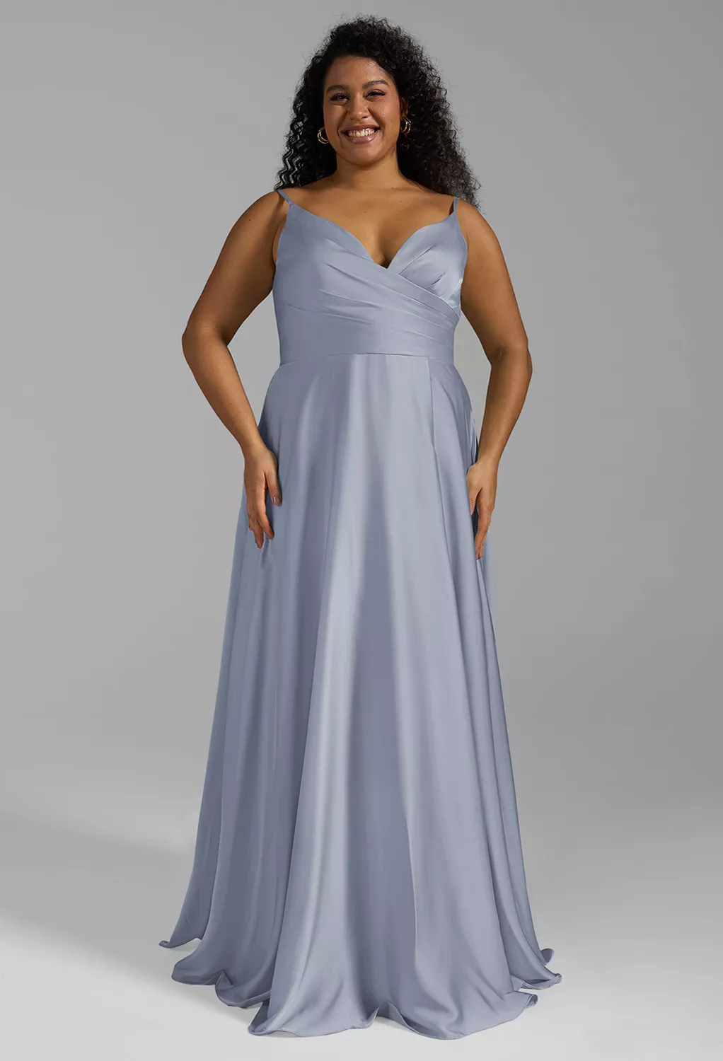 gray blue formal dress Dusty Blue Sexy Maxi Black Tie Formal Prom Evening Dress EN3407 Size 14 / Blue
