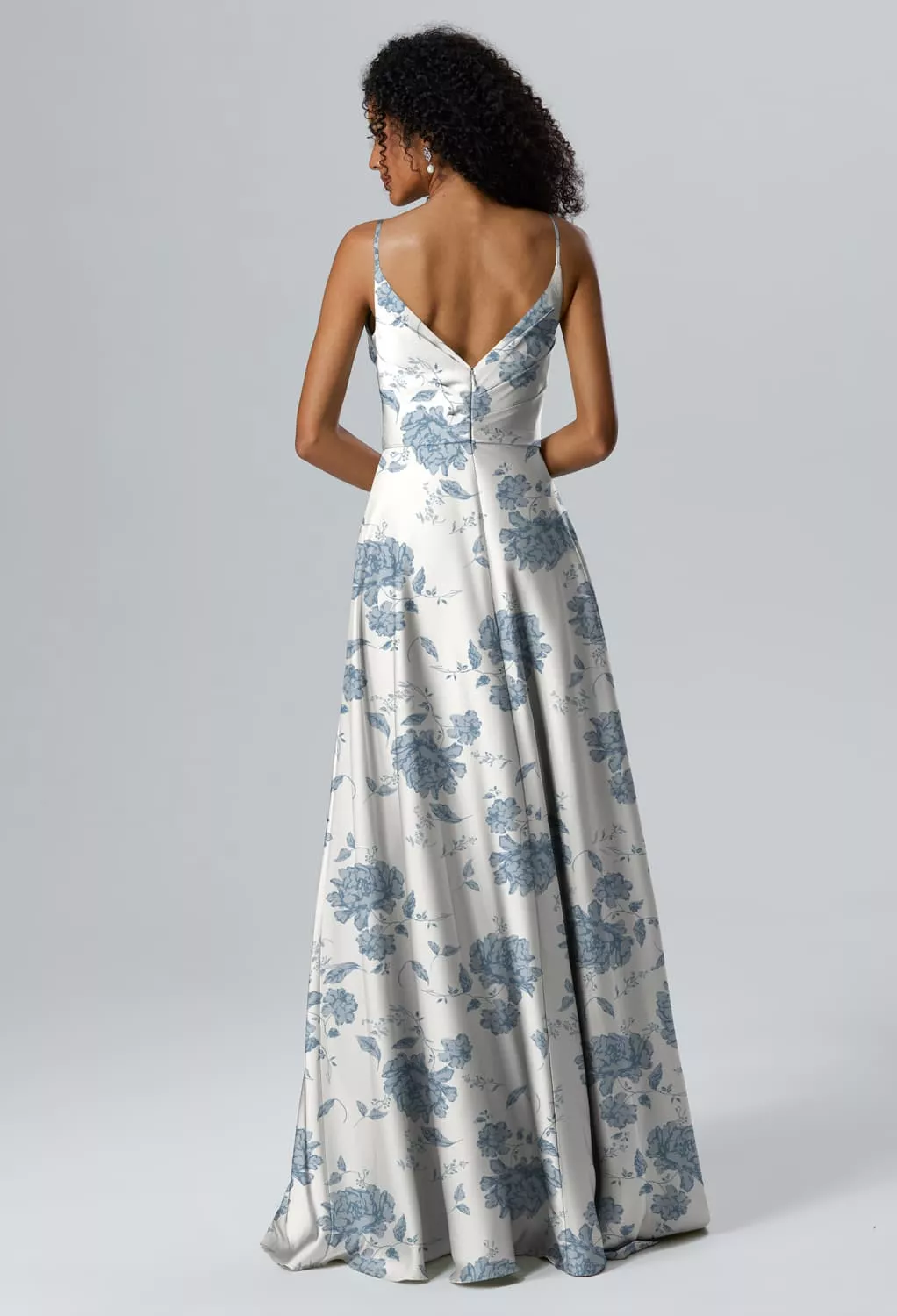 dusty blue bridesmaid dresses Chic A Line Chiffon Slit Dress with Flared Sleev – Anniebride wrinkle resistant dress Size:10.5 Wide Petite Beach Dress - Maxi Neckline