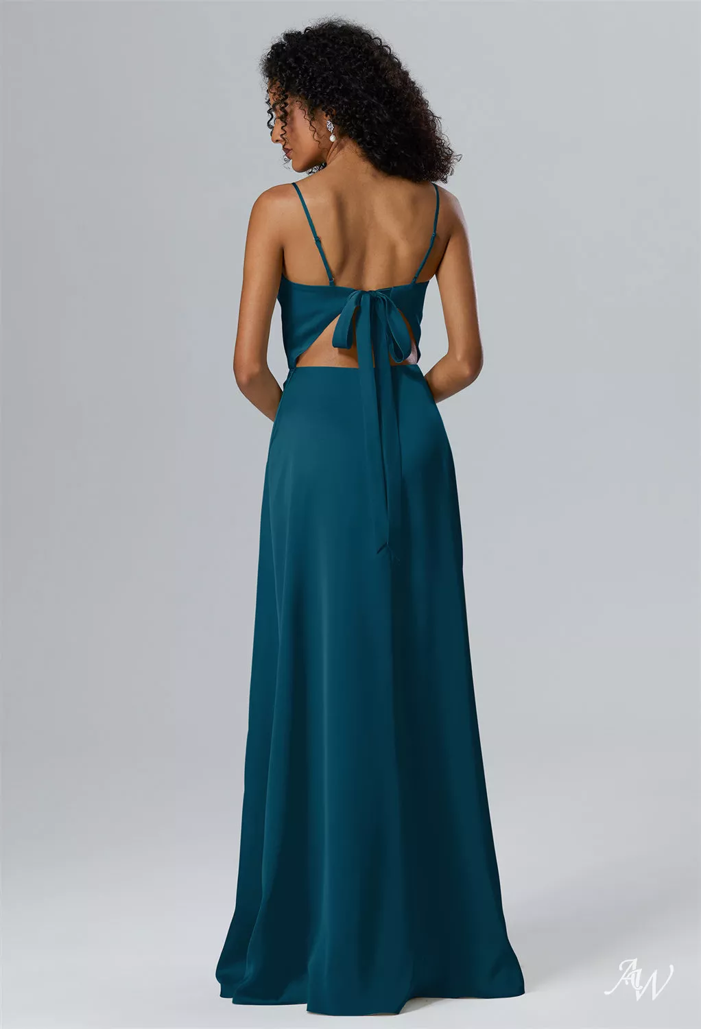 charmeuse deep v-neck a-line bridesmaid dress Ruffled Sleeves Pleated A-Line Chiffon Bridesmaid Dress with V-Neck