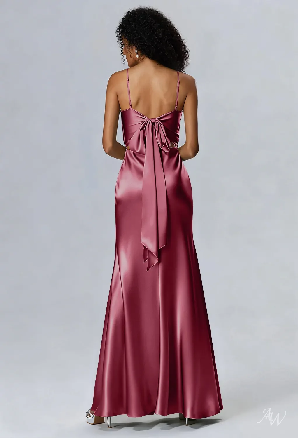 AW Wilda Crystal Satin Desert Rose Bridesmaid Dresses