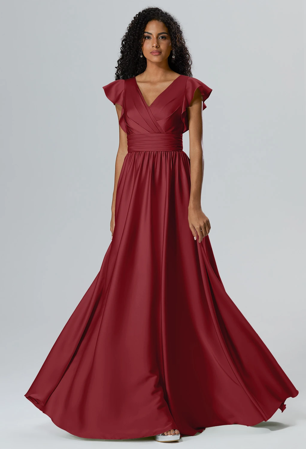 burgundy dresses for weddings Burgundy Fashion V neck Long Sleeves Bridesmaid Dresses, Wedding Party  Dress, MB111