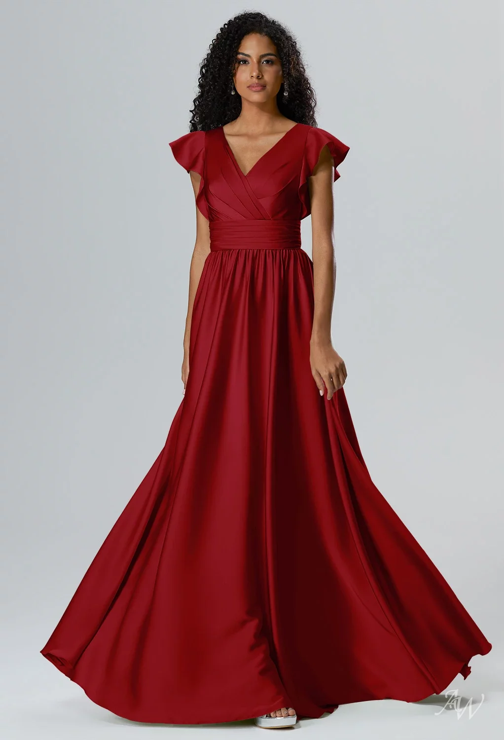 charmeuse deep v-neck a-line bridesmaid dress AW.Bridal Floor Length Short Sleeves Satin Cutout Long Dresses Claret Size 6 Black Sequins V-neck Backless Fabrics_Diamante Mesh Color:Bright Yellow Pleated;Fully Lined