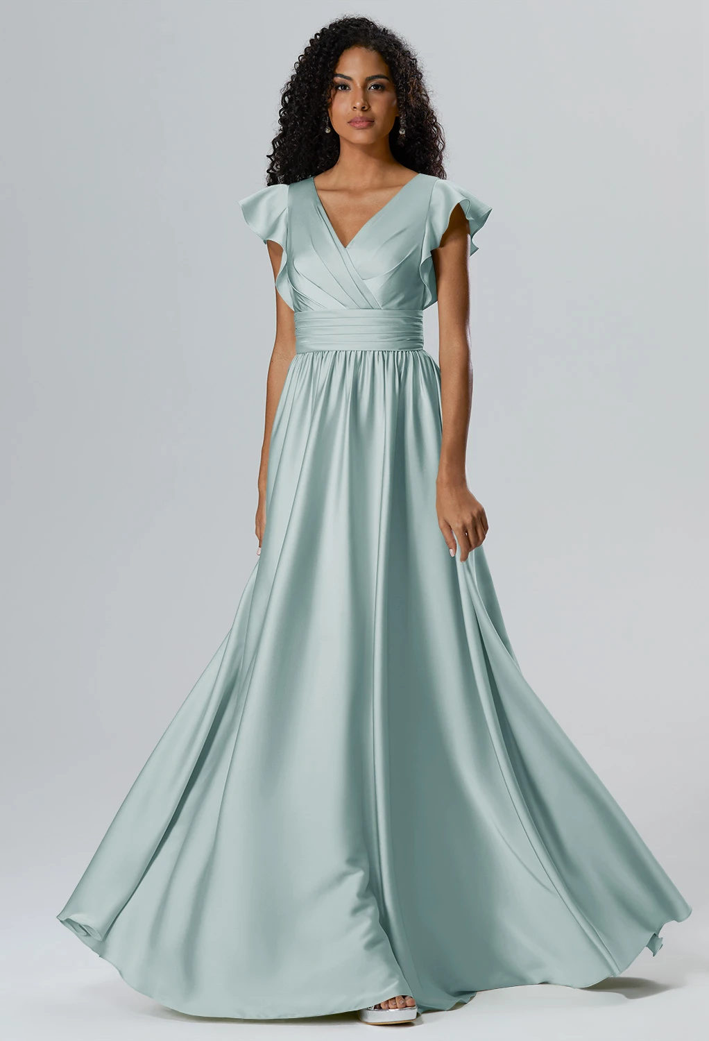 green emerald velvet dress Forest morning mist color drape dress  remulia