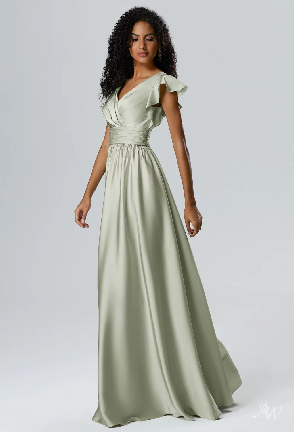 green and silver bridesmaid dresses AW.Bridal A-line V-Neck Floor Length Short Sleeves Satin Cutout Long Dress Sage Size 4 Floor Length color:Blue & White type: Long Dresses Royal Blue Lace Strapless