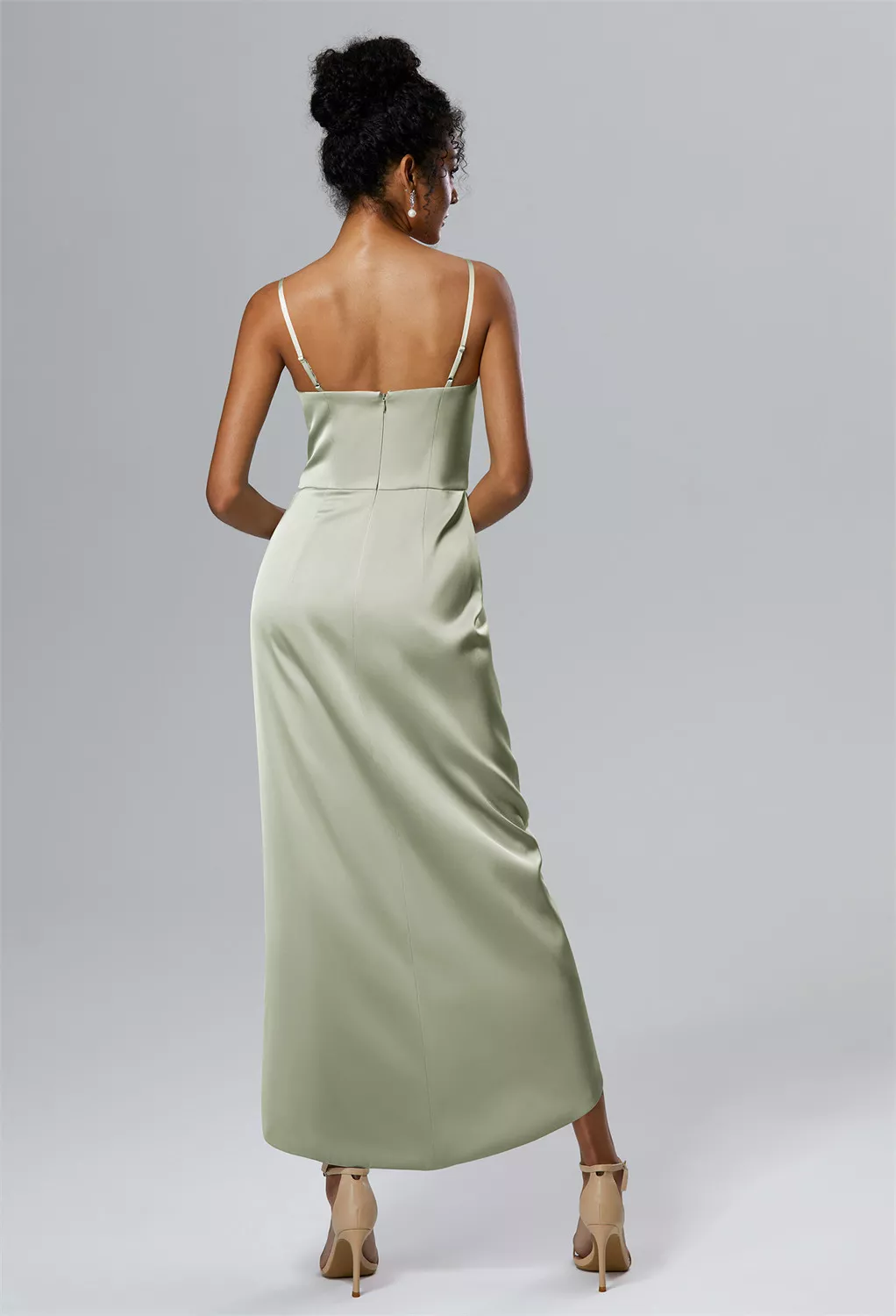 solene sage green satin long wedding guest dress reviews Lime Green Satin Maxi Wedding Guest Dress SOLENE