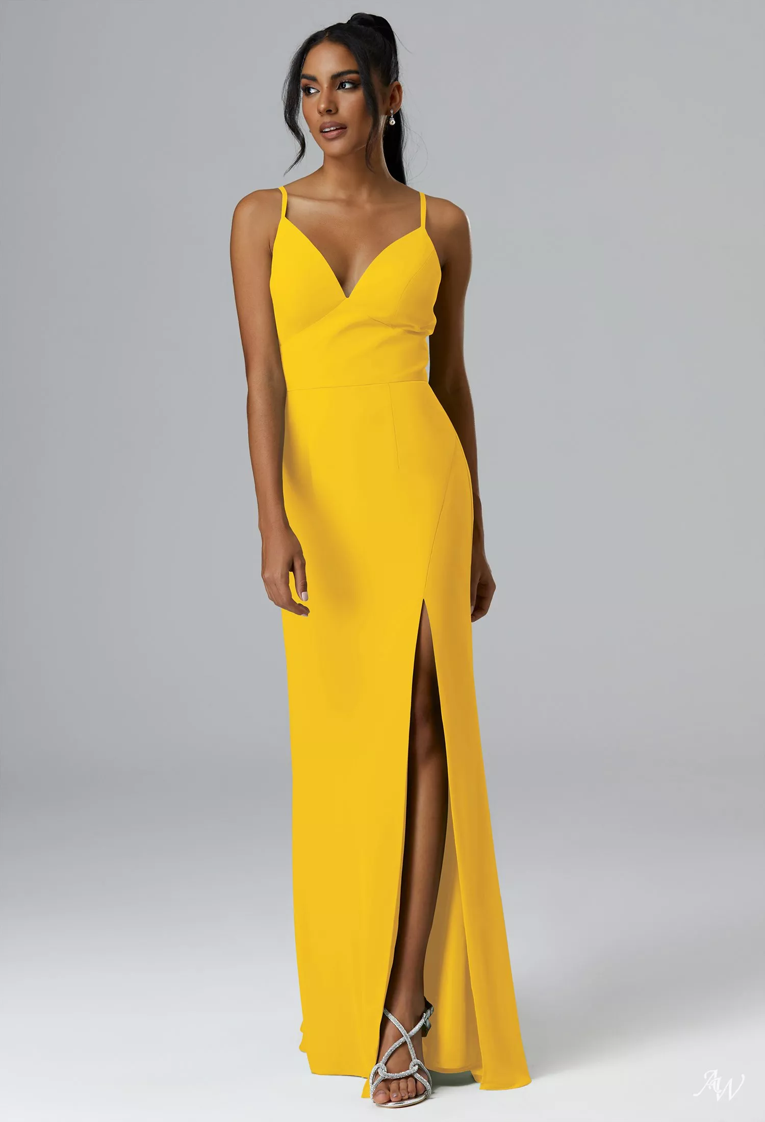 blue dress for baby girl Wedtrend Women Yellow Wedding Party Guest Dress with Slit A Line One Shoulder Pleated Long Maxi Bridesmaid Dress, Lemon Yellow / US22W main image 0