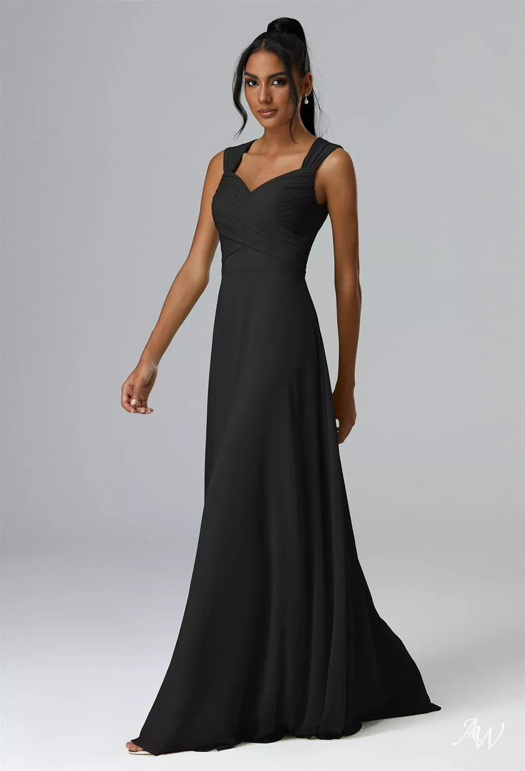 AW.Bridal A-line Sweetheart Neckline Floor Length Sleeveless Cutout Long Bridesmaid Dresses Dress Black Size 6
