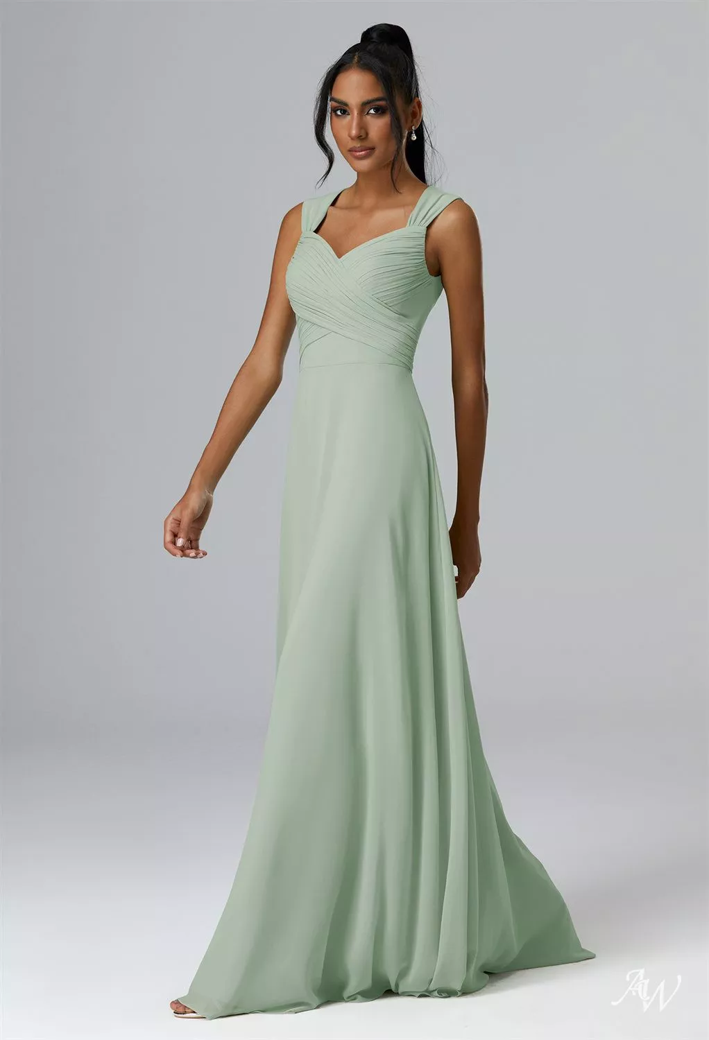 green gray bridesmaid dresses Grey Chiffon Bridesmaid Dress with Sweetheart Neckline - Grey Bridesmaid Dresses with Off-Shoulder - Multiple Colors main image 0