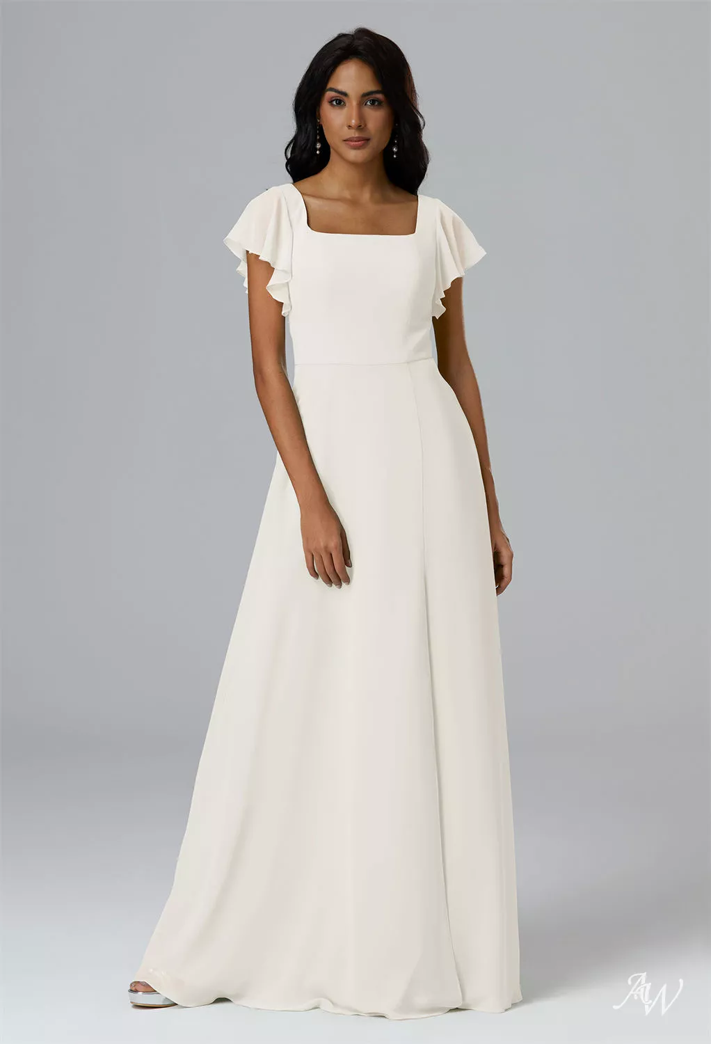 maxi dress ivory Women's Wish You Were Here Mesh Mock Neck Maxi Dress in Ivory main image 1