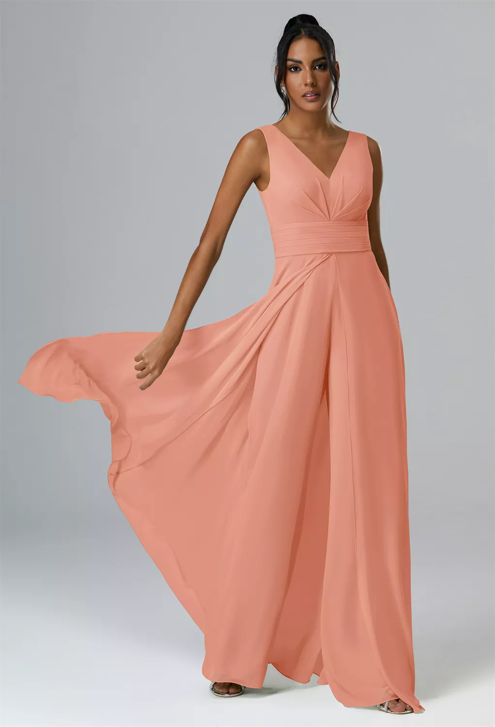 dusty peach bridesmaid dress Bridesmaid Dress Blush Champagne Neutrals Chiffon