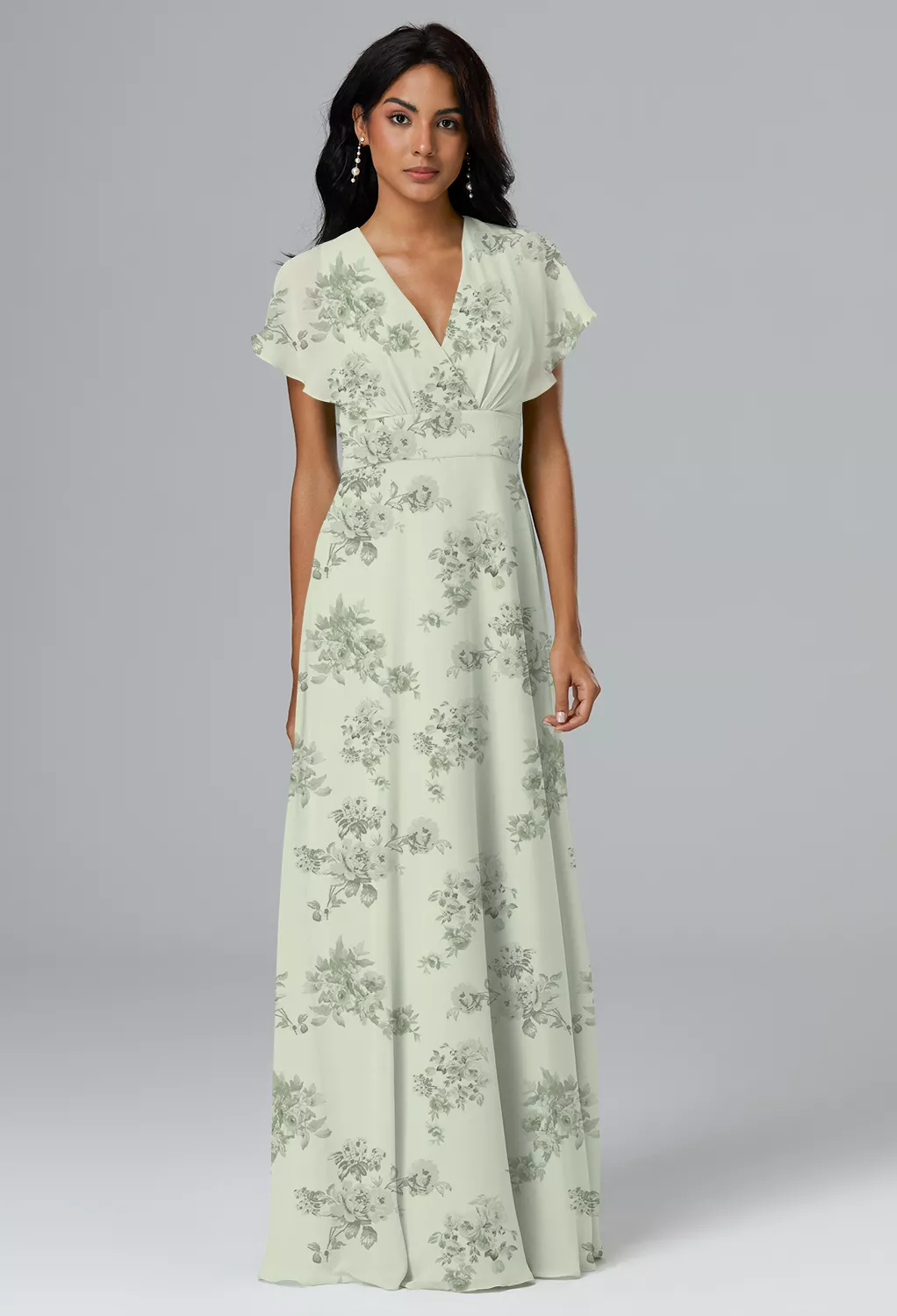 Pistachio Green Penoy, Green Floral Bridesmaid Dresses | AW.Bridal