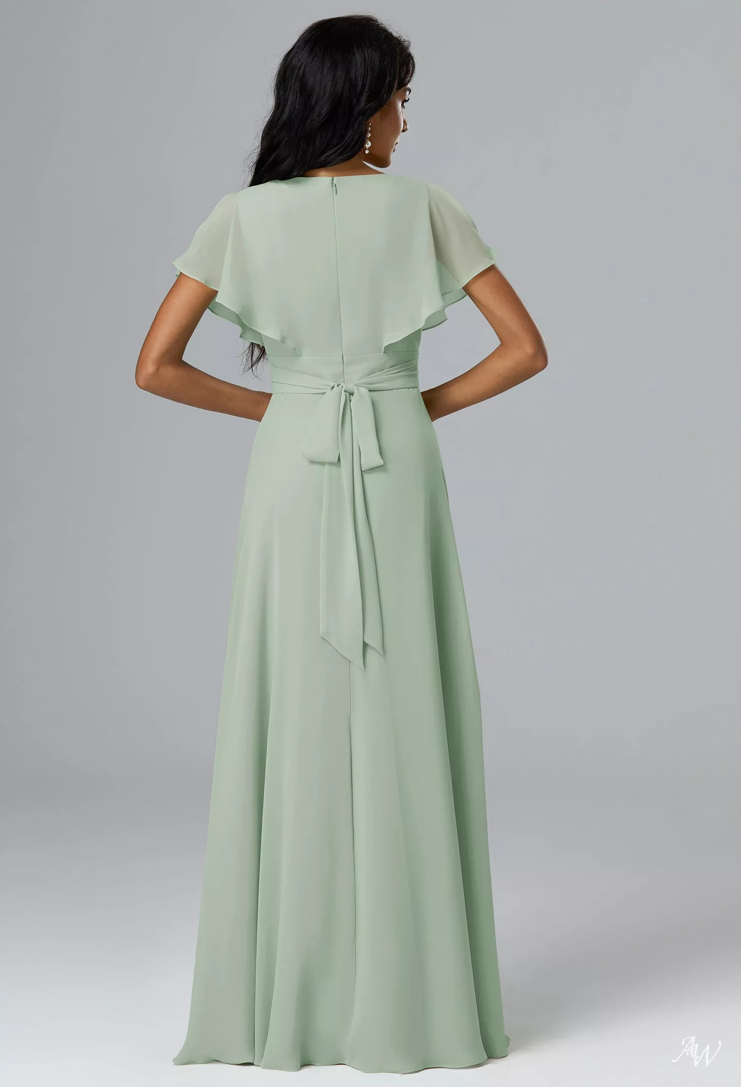 green emerald velvet dress TH&TH Camilla Bridesmaid Dress In Sage Green Satin – TH and TH main image 0