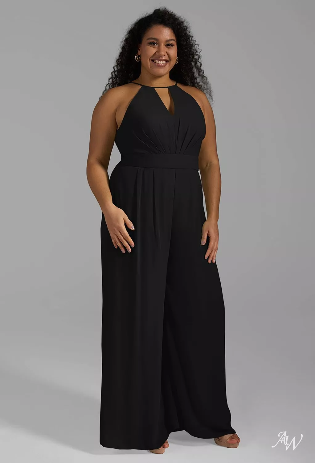 AW Peggie Jumpsuit, Sage Green Chiffon Crystal Satin Satin