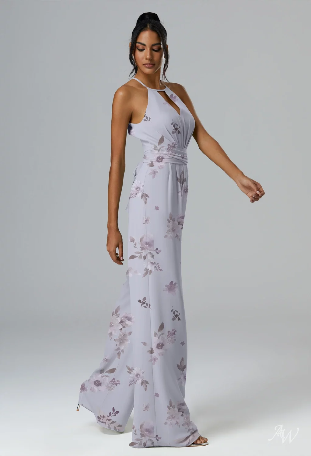 AW Peggie Chiffon Lavender Mist Floral Bridesmaid Dresses | AW.Bridal