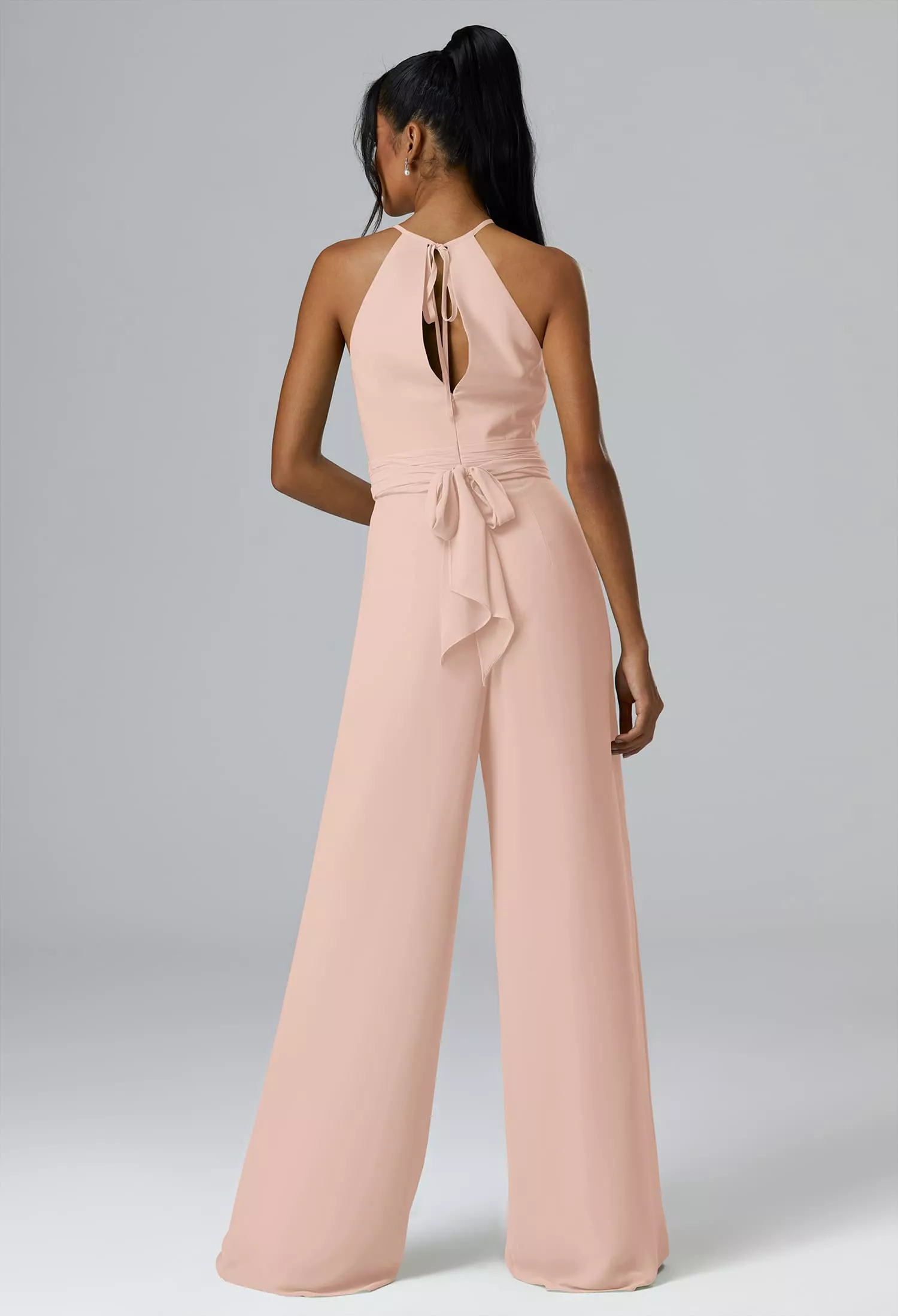knee length dresses for ladies Spaghetti Strap Mermaid Pale Pink Long Bridesmaid Dress – FancyVestido main image 1