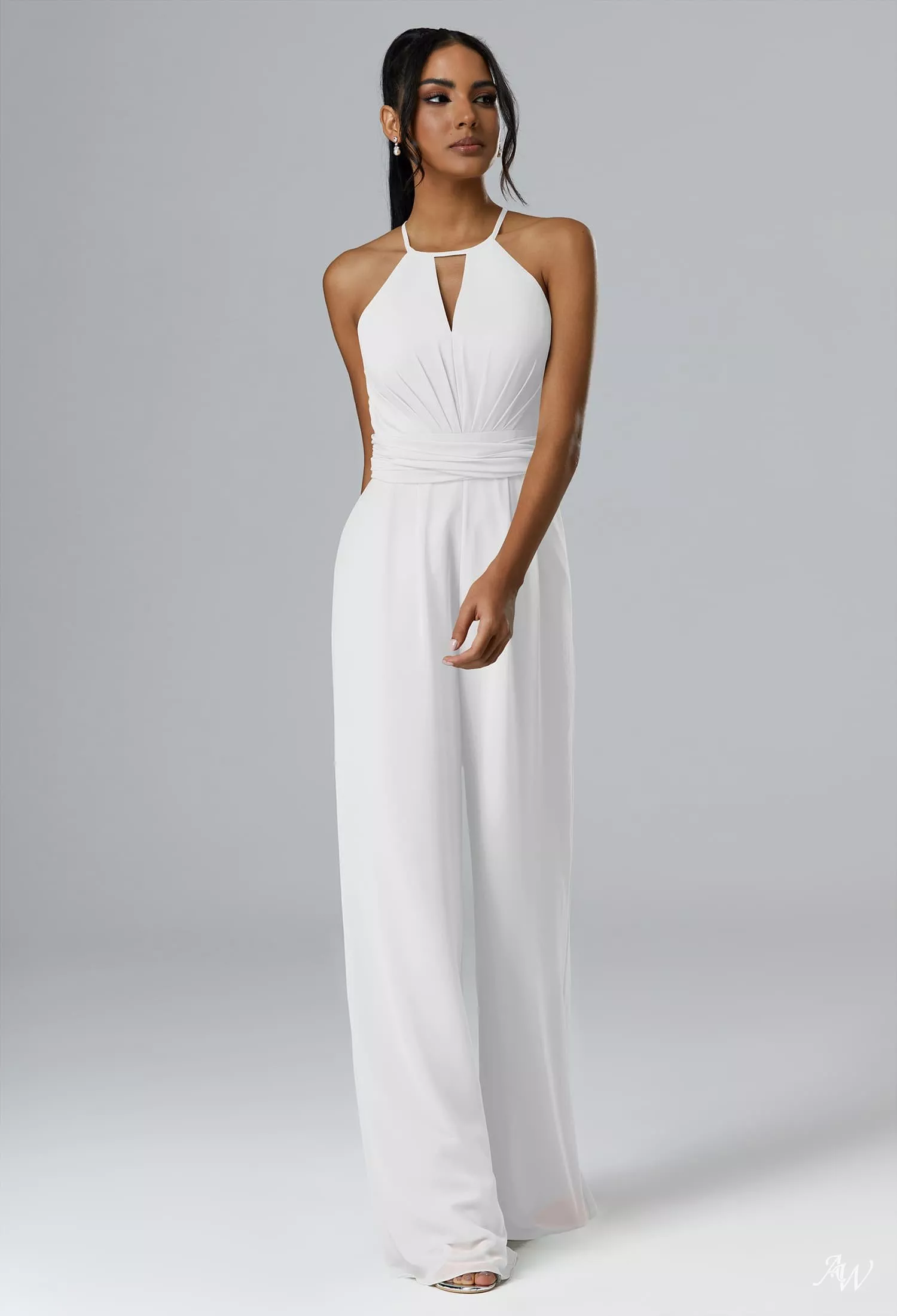 all white party dresses and jumpsuits Stunning African Women's White White formal jumpsuit with Pockets, Deep V-Neck, and Cape Sleeves