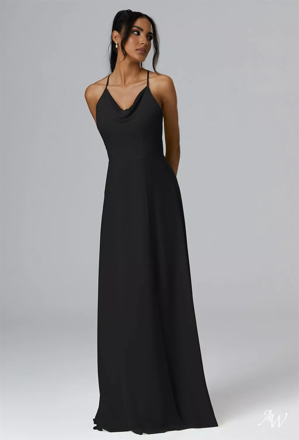 black cowl neck bridesmaid dresses Six Stories Cowl Front Satin Bridesmaid Dress