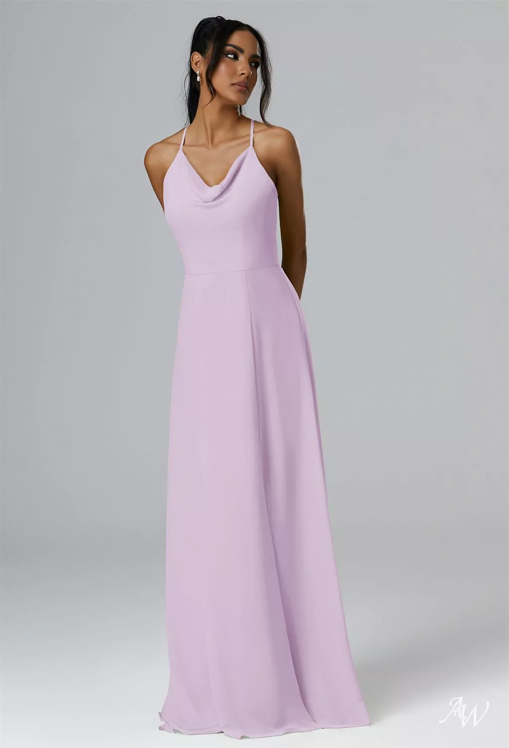 blue dress for baby girl Wisteria Ruched Empire Halter Floor Length Chiffon Bridesmaid Gown main image 0